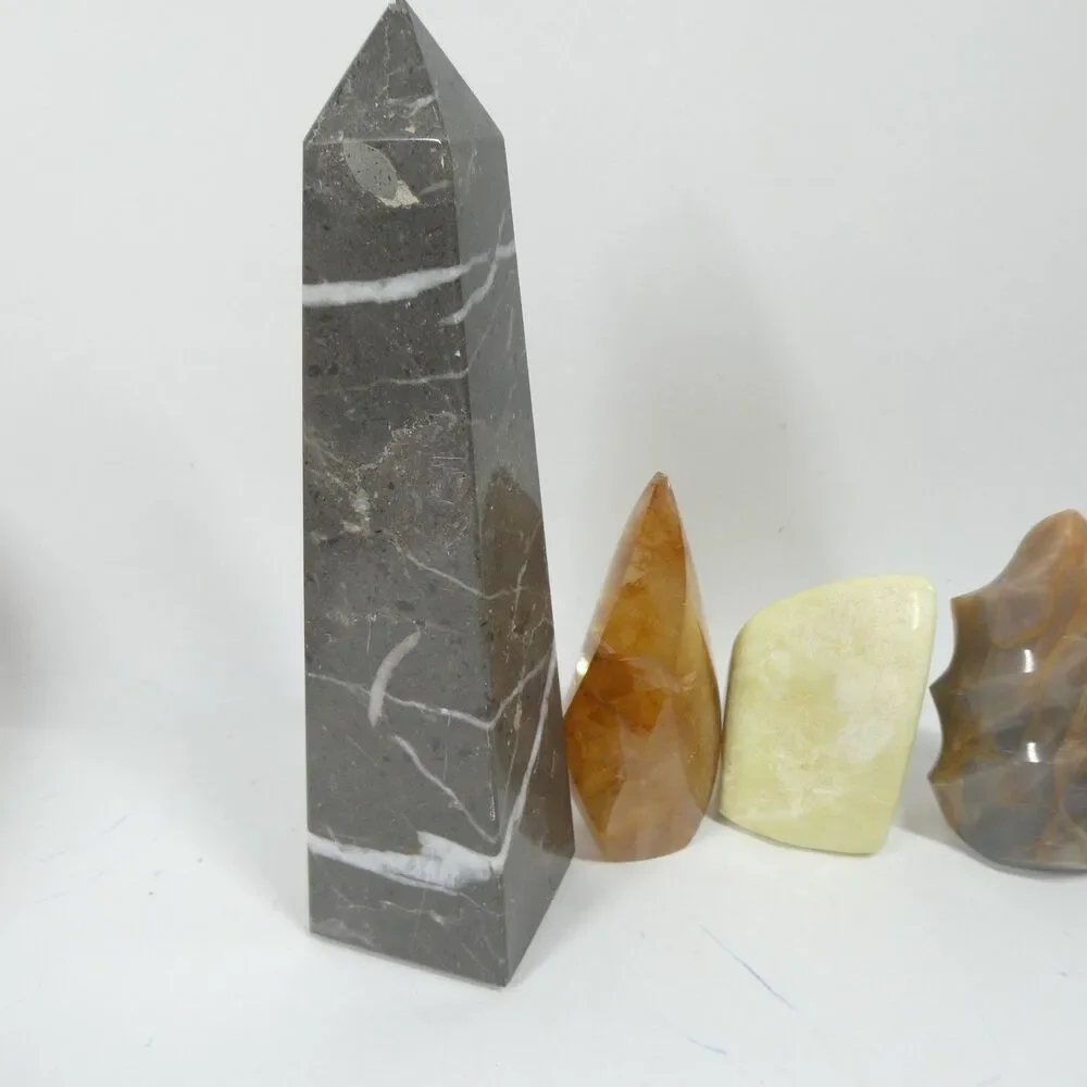 Display Crystal Lot Marble Obelisk Fire Quartz Labradorite Agate Energy Healing